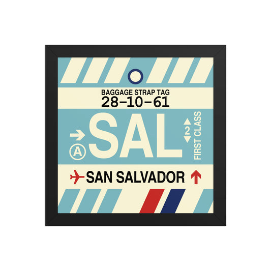 SAL San Salvador Framed Print • Jet Age Baggage Tag Design • YHM Designs - Image 02