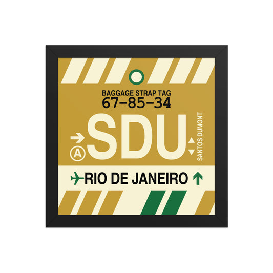 SDU Rio de Janeiro Framed Print • Jet Age Baggage Tag Design • YHM Designs - Image 02