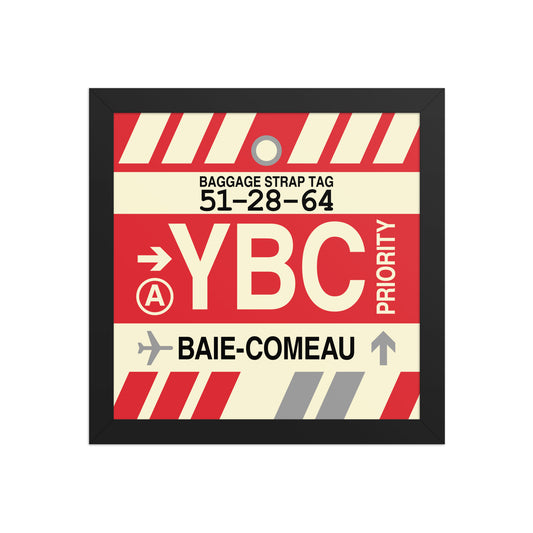 YBC Baie-Comeau Framed Print • Jet Age Baggage Tag Design • YHM Designs - Image 02