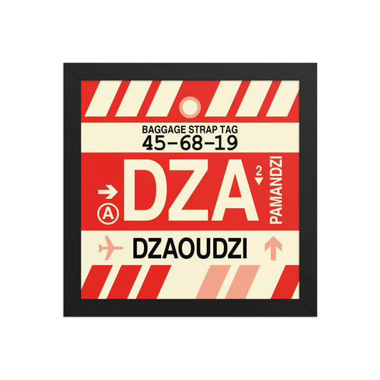 DZA Dzaoudzi Framed Print • Jet Age Baggage Tag Design • YHM Designs - Image 02