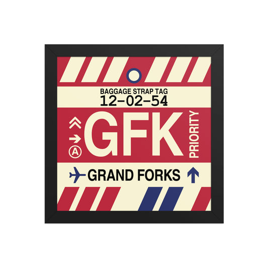 GFK Grand Forks Framed Print • Jet Age Baggage Tag Design • YHM Designs - Image 02