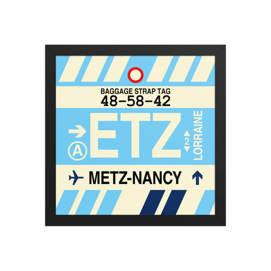 ETZ Metz-Nancy-Lorraine Framed Print • Jet Age Baggage Tag Design • YHM Designs - Image 02