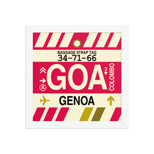 GOA Genoa Framed Print • Jet Age Baggage Tag Design • YHM Designs - Image 02