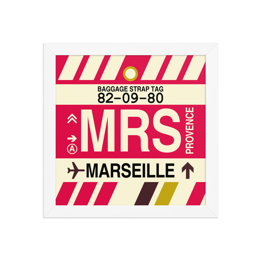 MRS Marseille Framed Print • Jet Age Baggage Tag Design • YHM Designs - Image 02