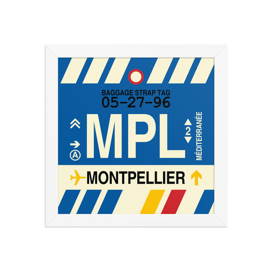 MPL Montpellier Framed Print • Jet Age Baggage Tag Design • YHM Designs - Image 02