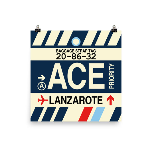 Travel-Themed Poster Print • ACE Lanzarote Souvenir • YHM Designs - Image 01