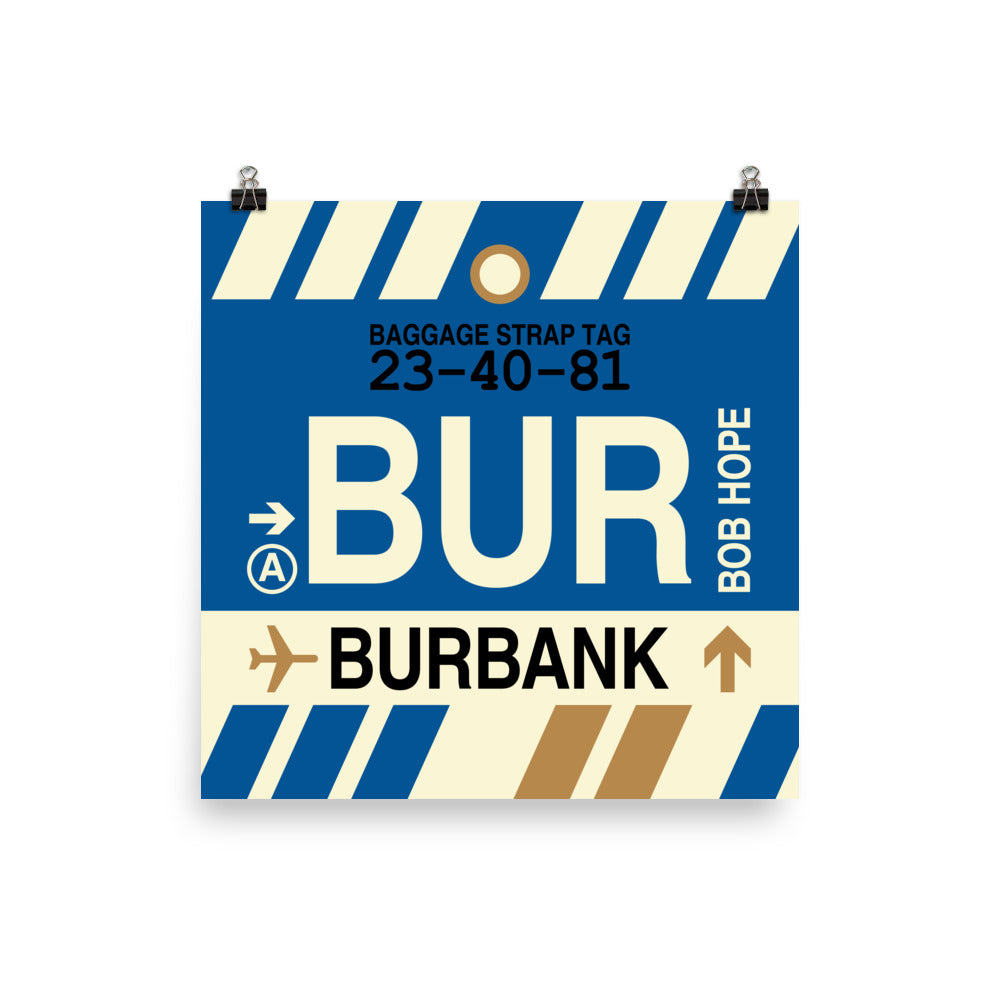 Travel-Themed Poster Print • BUR Burbank • YHM Designs - Image 01