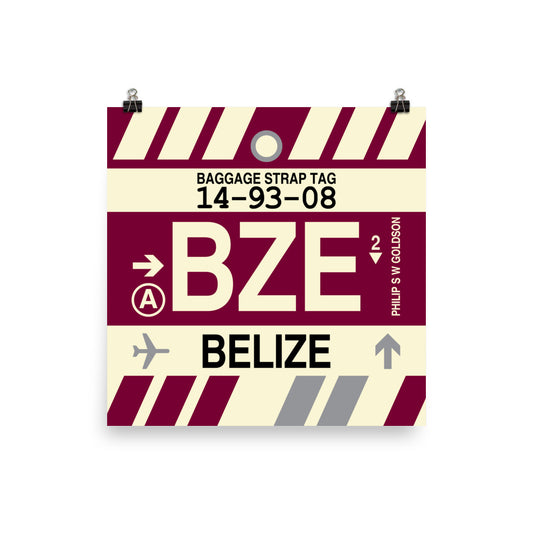 Travel-Themed Poster Print • BZE Belize City • YHM Designs - Image 01