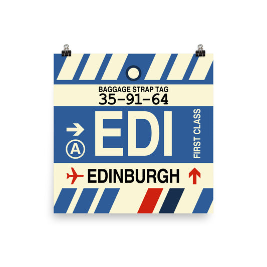 Travel-Themed Poster Print • EDI Edinburgh Souvenir • YHM Designs - Image 01