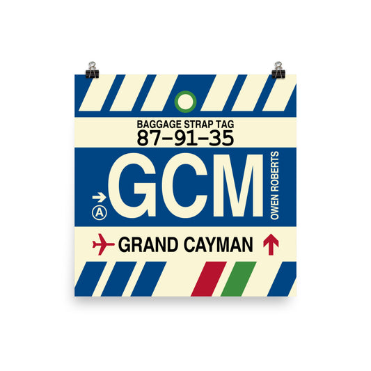 Travel-Themed Poster Print • GCM Grand Cayman • YHM Designs - Image 01
