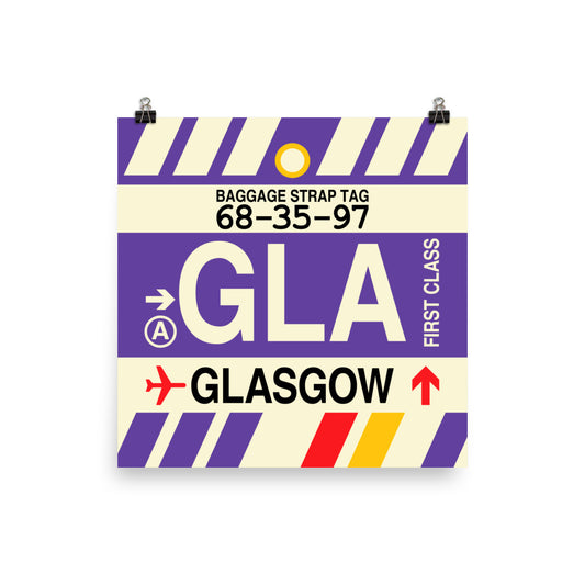 Travel-Themed Poster Print • GLA Glasgow Souvenir • YHM Designs - Image 01