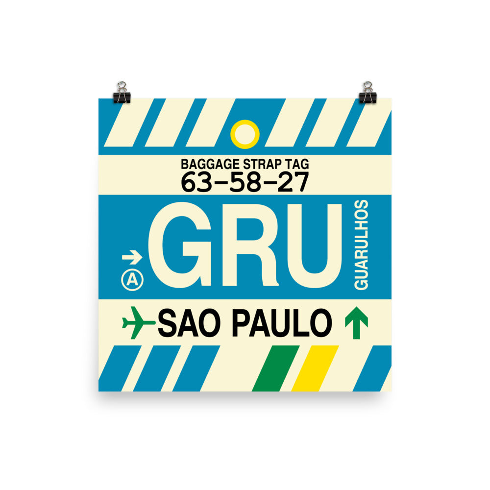 Travel-Themed Poster Print • GRU Sao Paulo Souvenir • YHM Designs - Image 01