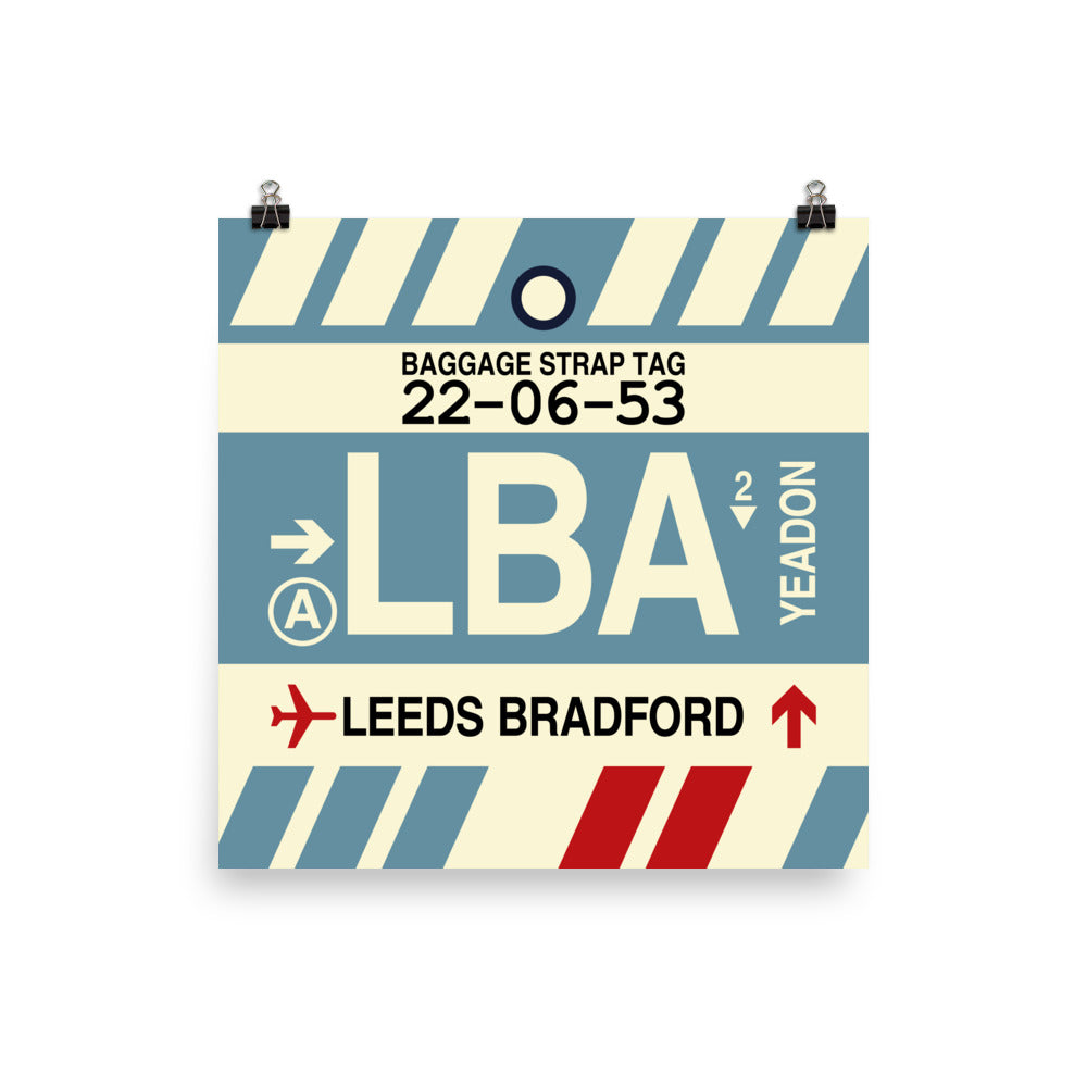 Travel-Themed Poster Print • LBA Leeds Bradford Souvenir • YHM Designs - Image 01