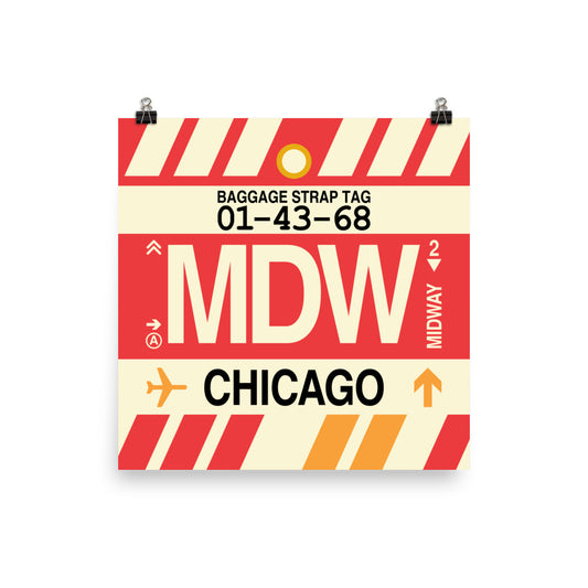 Travel-Themed Poster Print • MDW Chicago Souvenir • YHM Designs - Image 01