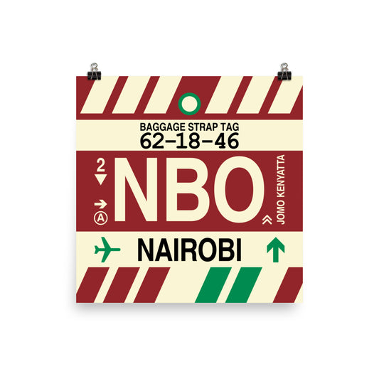 Travel-Themed Poster Print • NBO Nairobi • YHM Designs - Image 01