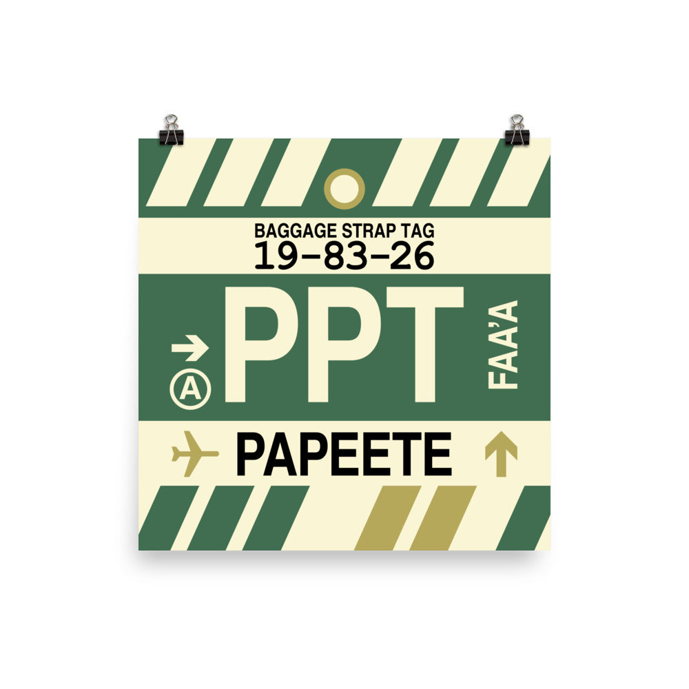 Travel-Themed Poster Print • PPT Papeete Souvenir • YHM Designs - Image 01