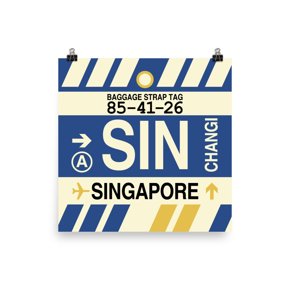 Travel-Themed Poster Print • SIN Singapore • YHM Designs - Image 01