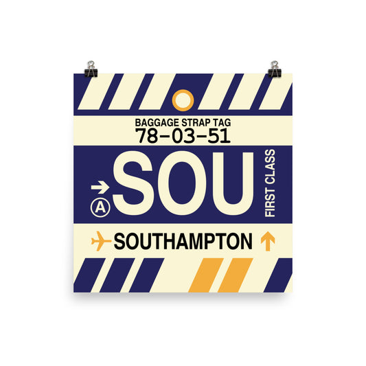 Travel-Themed Poster Print • SOU Southampton Souvenir • YHM Designs - Image 01