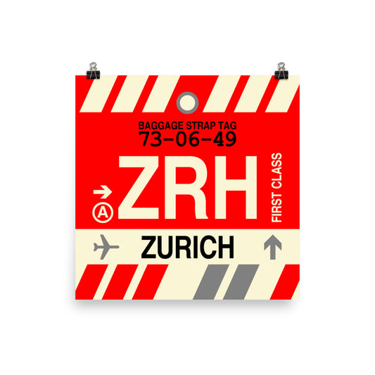 Travel-Themed Poster Print • ZRH Zurich • YHM Designs - Image 01