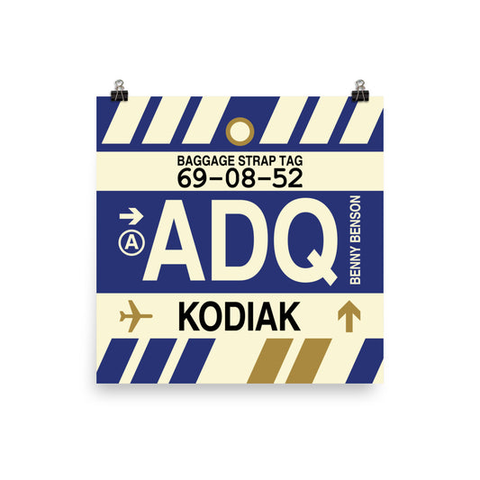 ADQ Kodiak Poster Print • Jet Age Baggage Tag Design • YHM Designs - Image 02
