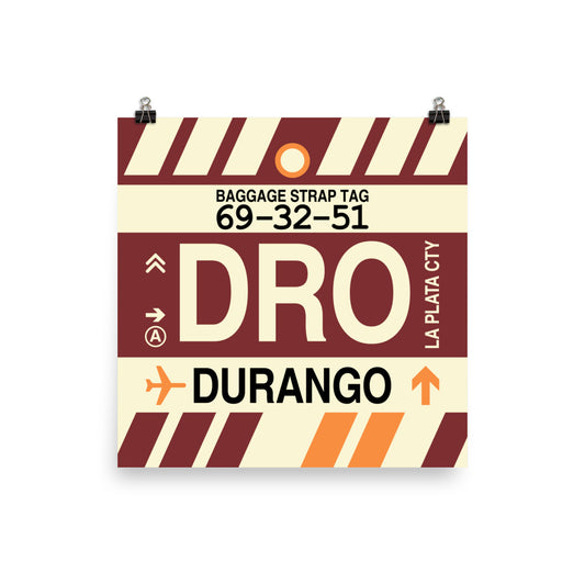 DRO Durango Poster Print • Jet Age Baggage Tag Design • YHM Designs - Image 02
