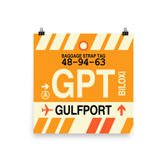 GPT Gulfport-Biloxi Poster Print • Jet Age Baggage Tag Design • YHM Designs - Image 02