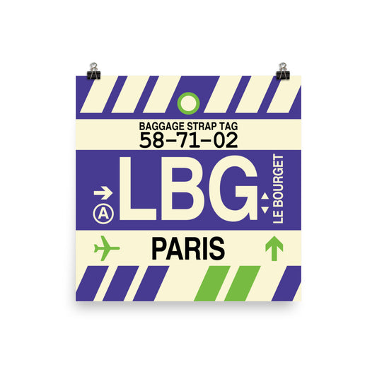 LBG Paris Poster Print • Jet Age Baggage Tag Design • YHM Designs - Image 02
