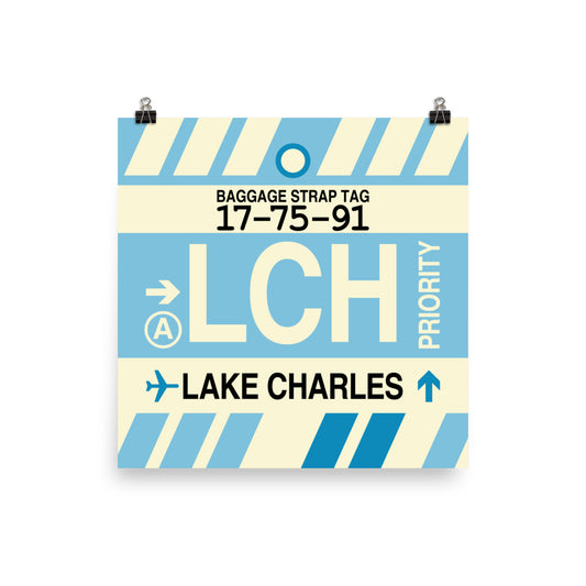 LCH Lake Charles Poster Print • Jet Age Baggage Tag Design • YHM Designs - Image 02