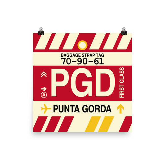 PGD Punta Gorda Poster Print • Jet Age Baggage Tag Design • YHM Designs - Image 02
