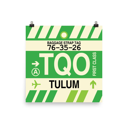 TQO Tulum Poster Print • Jet Age Baggage Tag Design • YHM Designs - Image 02