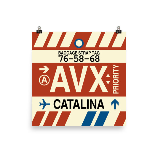 AVX Santa Catalina Poster Print • Jet Age Baggage Tag Design • YHM Designs - Image 02