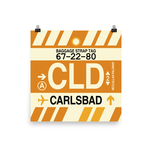 CLD Carlsbad Poster Print • Jet Age Baggage Tag Design • YHM Designs - Image 02