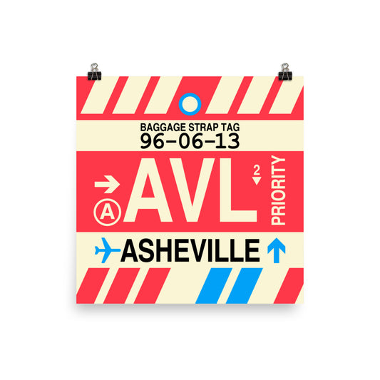 Travel-Themed Poster Print • AVL Asheville Souvenir • YHM Designs - Image 02