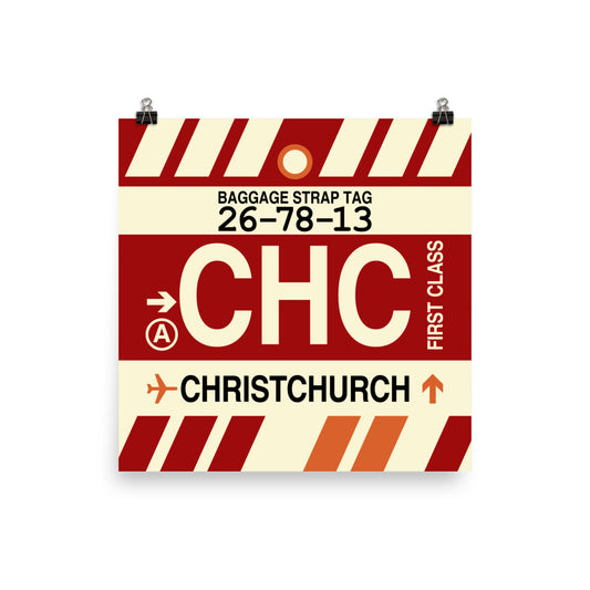 Travel-Themed Poster Print • CHC Christchurch • YHM Designs - Image 02