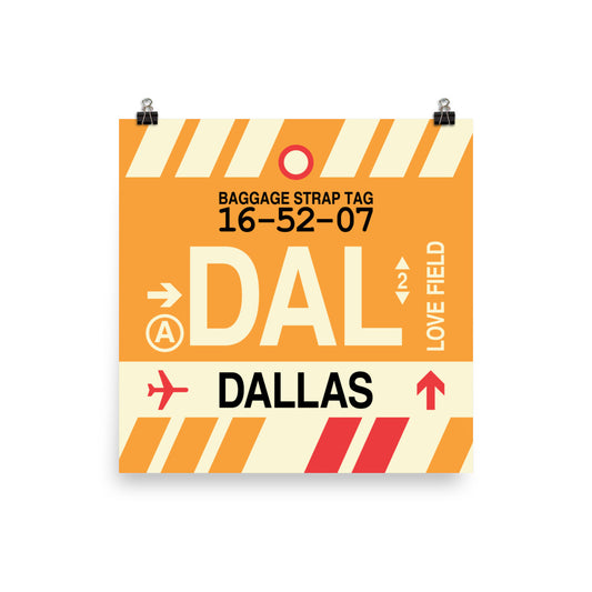 Travel-Themed Poster Print • DAL Dallas Souvenir • YHM Designs - Image 02