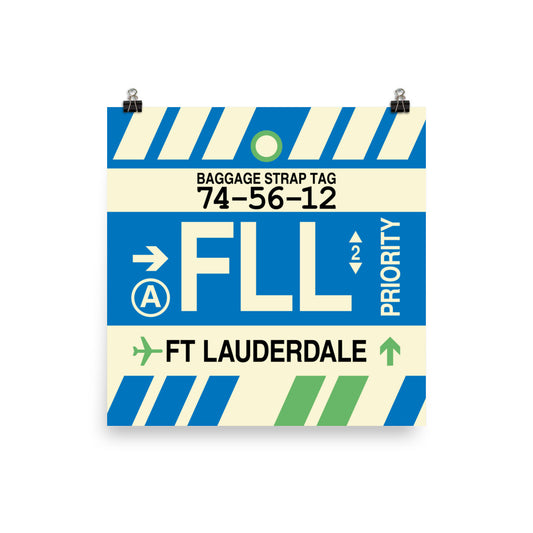 Travel-Themed Poster Print • FLL Fort Lauderdale Souvenir • YHM Designs - Image 02
