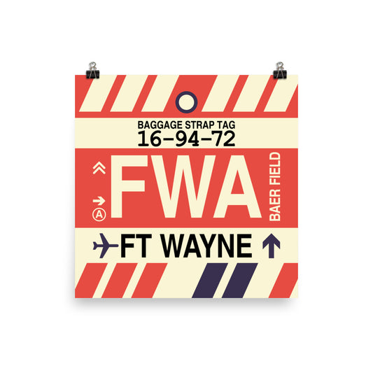 Travel-Themed Poster Print • FWA Fort Wayne Souvenir • YHM Designs - Image 02