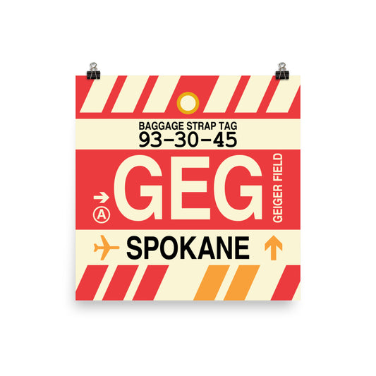 Travel-Themed Poster Print • GEG Spokane Souvenir • YHM Designs - Image 02