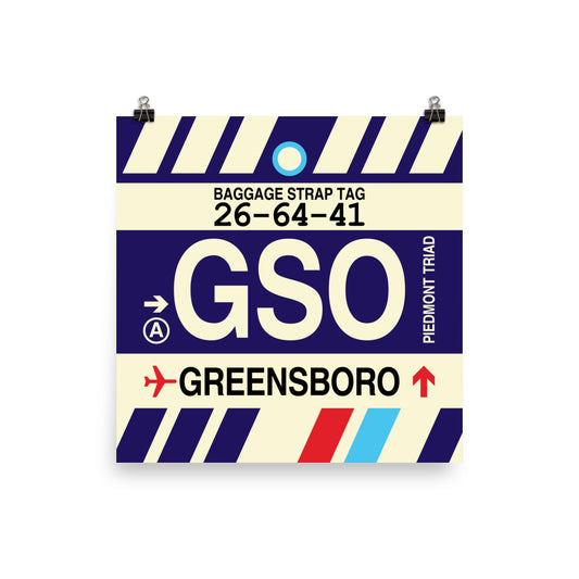 Travel-Themed Poster Print • GSO Greensboro Souvenir • YHM Designs - Image 02