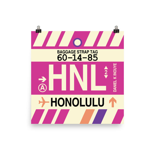 Travel-Themed Poster Print • HNL Honolulu Souvenir • YHM Designs - Image 02