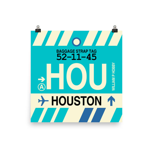 Travel-Themed Poster Print • HOU Houston Souvenir • YHM Designs - Image 02