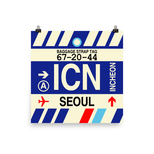 Travel-Themed Poster Print • ICN Seoul Souvenir • YHM Designs - Image 02