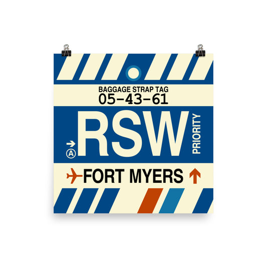 Travel-Themed Poster Print • RSW Fort Myers Souvenir • YHM Designs - Image 02