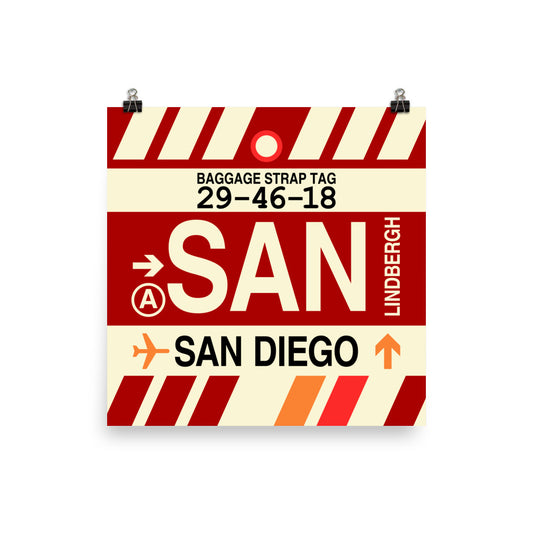 Travel-Themed Poster Print • SAN San Diego Souvenir • YHM Designs - Image 02