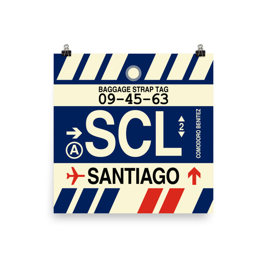 Travel-Themed Poster Print • SCL Santiago Souvenir • YHM Designs - Image 02