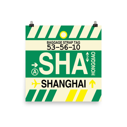 Travel-Themed Poster Print • SHA Shanghai Souvenir • YHM Designs - Image 02