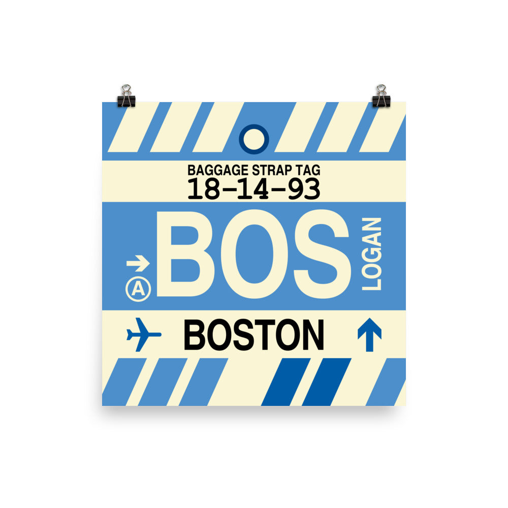 Travel-Themed Poster Print • BOS Boston • YHM Designs - Image 03