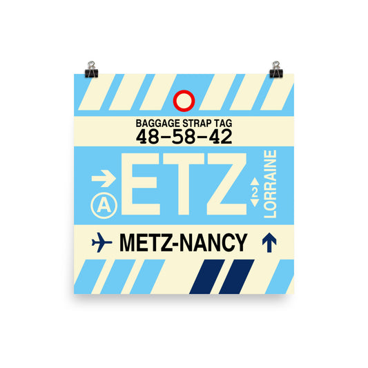 ETZ Metz-Nancy-Lorraine Poster Print • Jet Age Baggage Tag Design • YHM Designs - Image 02