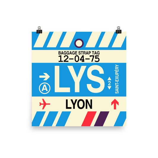 LYS Lyon Poster Print • Jet Age Baggage Tag Design • YHM Designs - Image 02