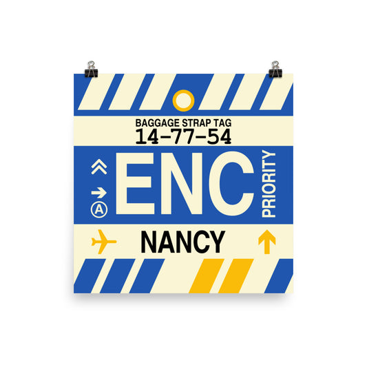 ENC Nancy Poster Print • Jet Age Baggage Tag Design • YHM Designs - Image 02